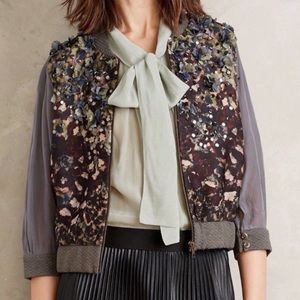 Anthropologie 3D floral bomber jacket